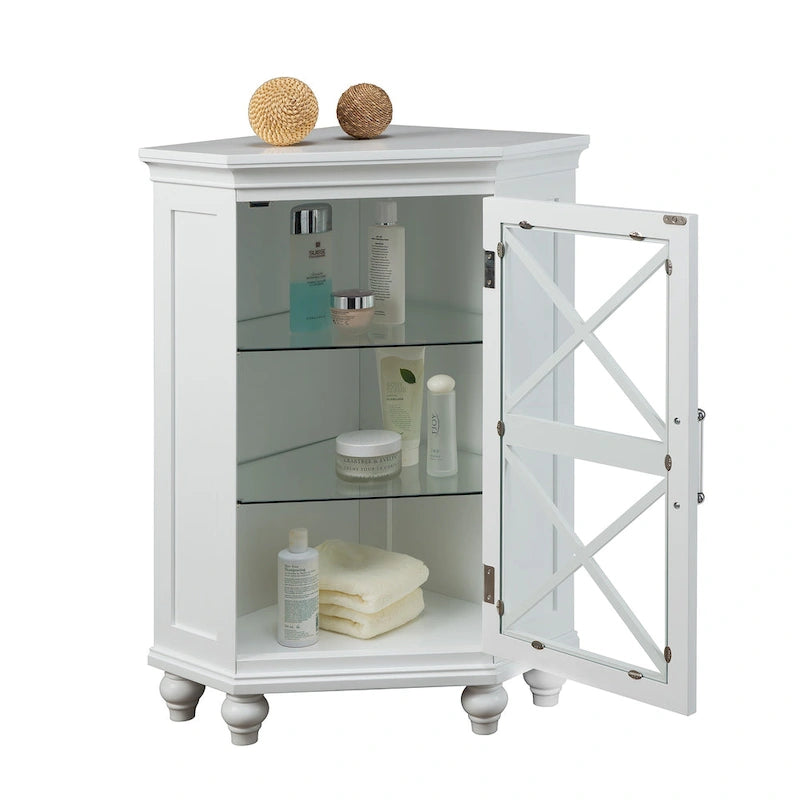 Meuble d'angle en bois avec étagères