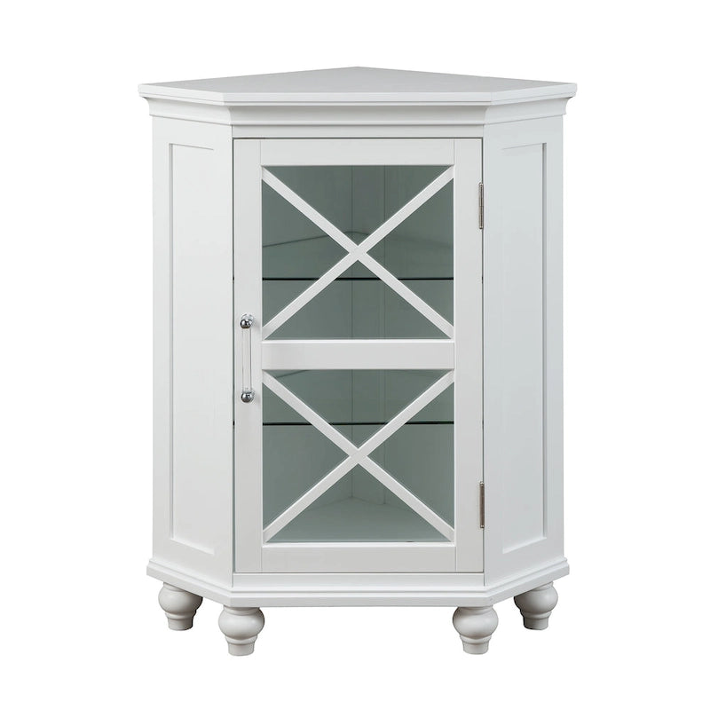 Meuble d'angle en bois avec étagères