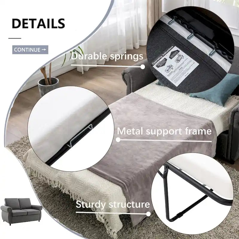 Canapé convertible gigogne avec matelas à mémoire de forme simple