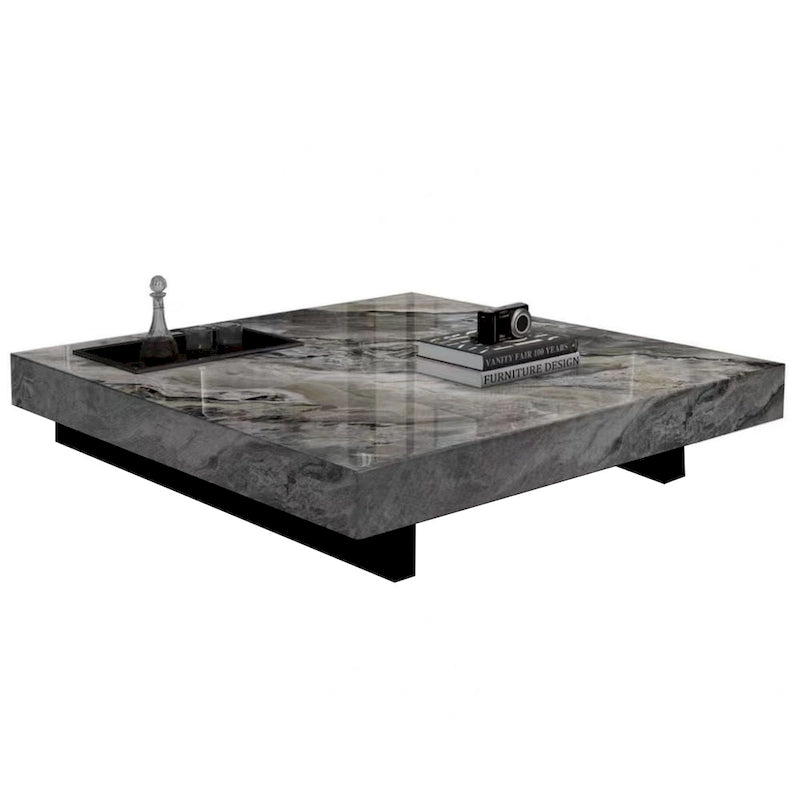 Table basse carrée en pierre frittée de luxe léger