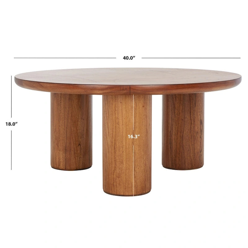Table basse ronde à 3 pieds - 40 L x 40 P x 18 H - 40Lx40Px18H