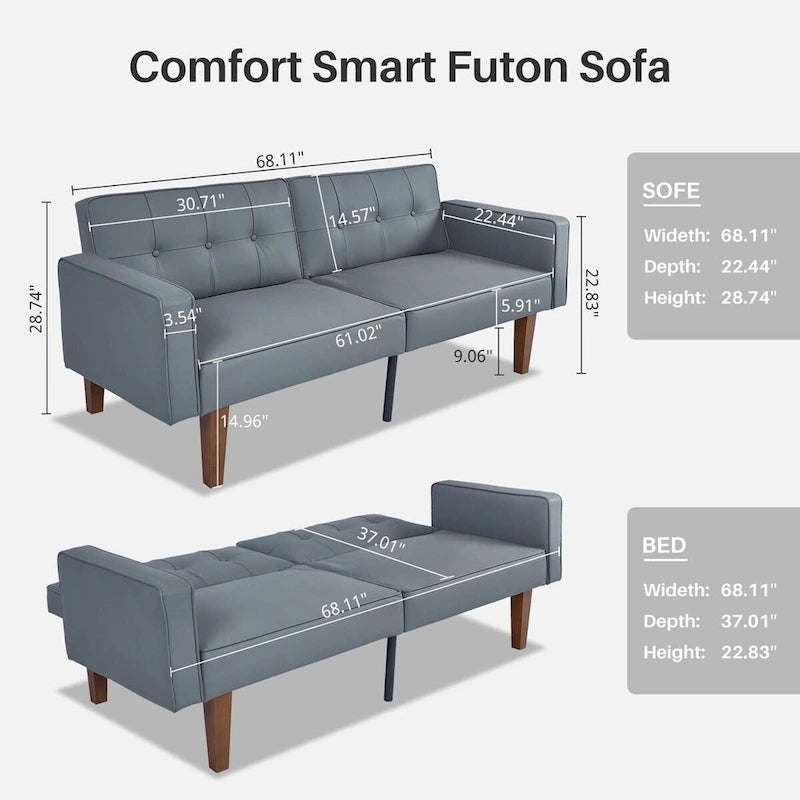 Canapé futon, Canapé-lit convertible, Canapé 2 places convertible, Lit de repos pour salon, appartement, bureau