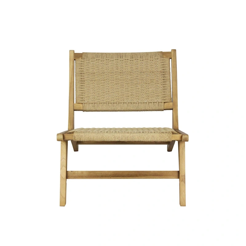 Chaise longue sans accoudoirs en bois et algues tissées, style médiéval-moderne, couleur naturelle