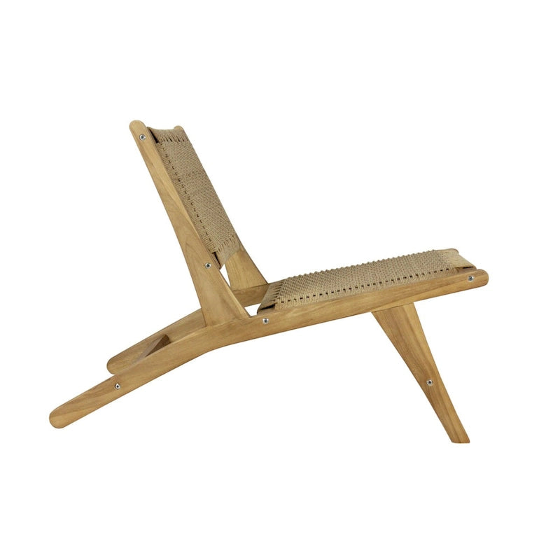 Chaise longue sans accoudoirs en bois et algues tissées, style médiéval-moderne, couleur naturelle