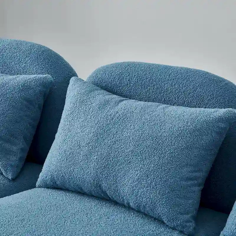 Canapé paresseux trois places en tissu Teddy blanc pour salon, haute qualité et durable