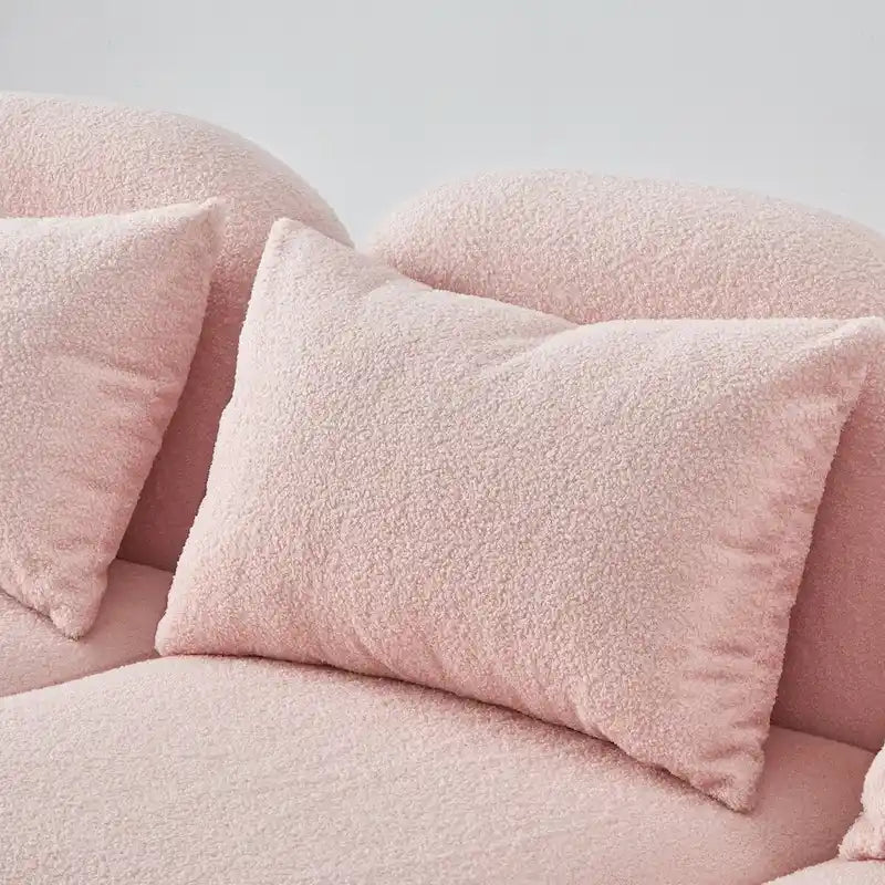Canapé paresseux trois places en tissu Teddy blanc pour salon, haute qualité et durable