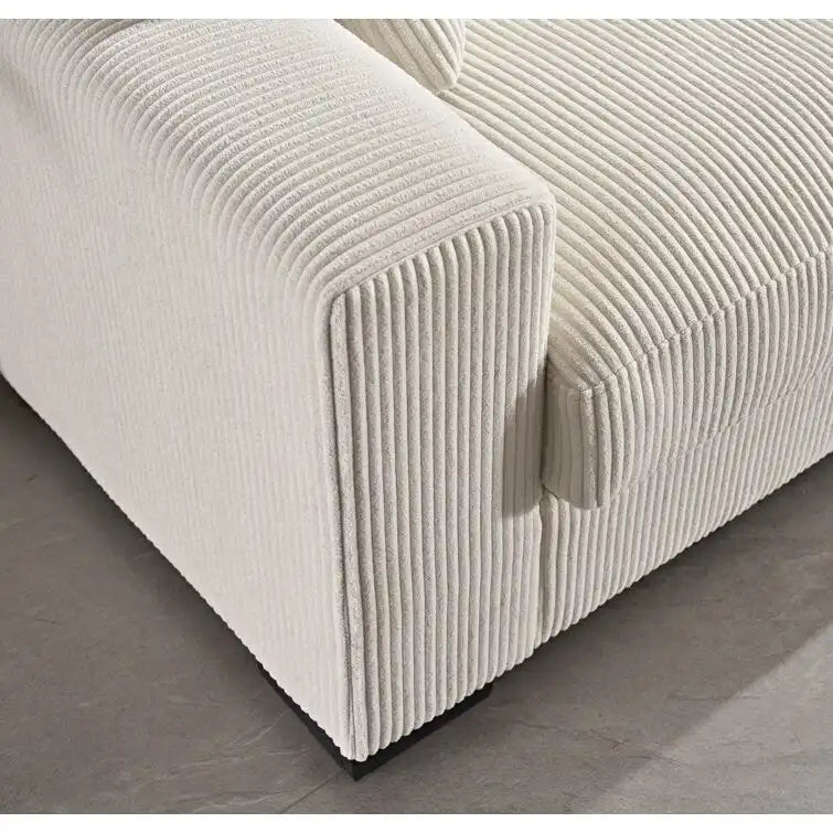 Chaise longue en velours côtelé doux et surdimensionnée de luxe pour salon et chambre à coucher
