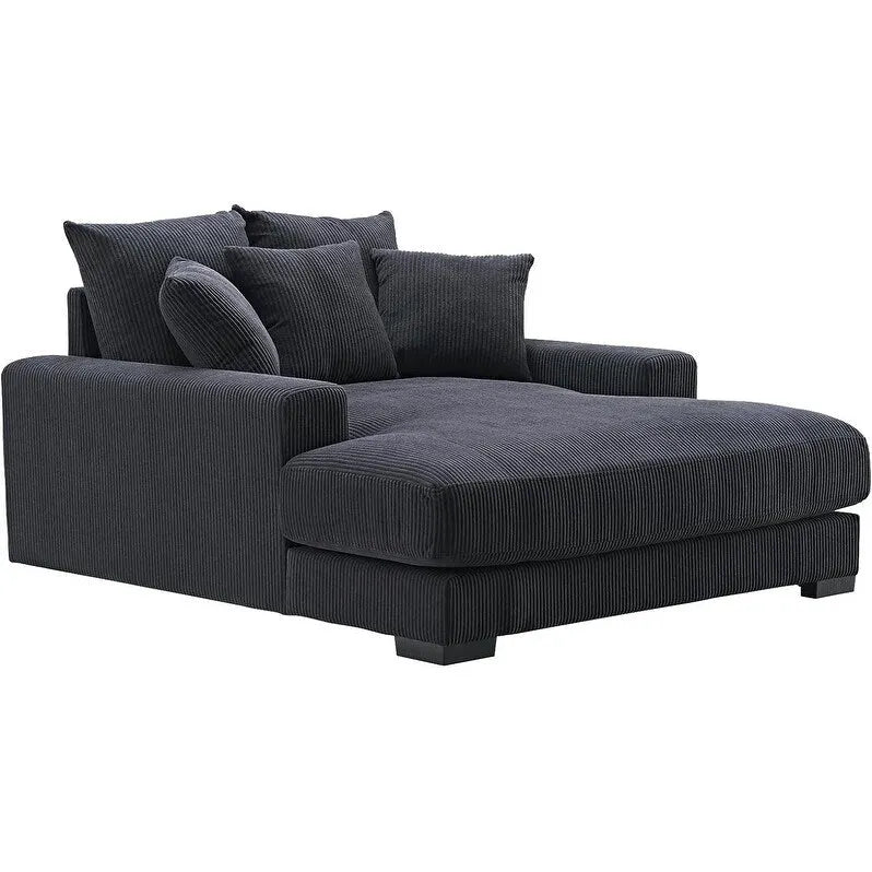 Chaise longue en velours côtelé doux et surdimensionnée de luxe pour salon et chambre à coucher