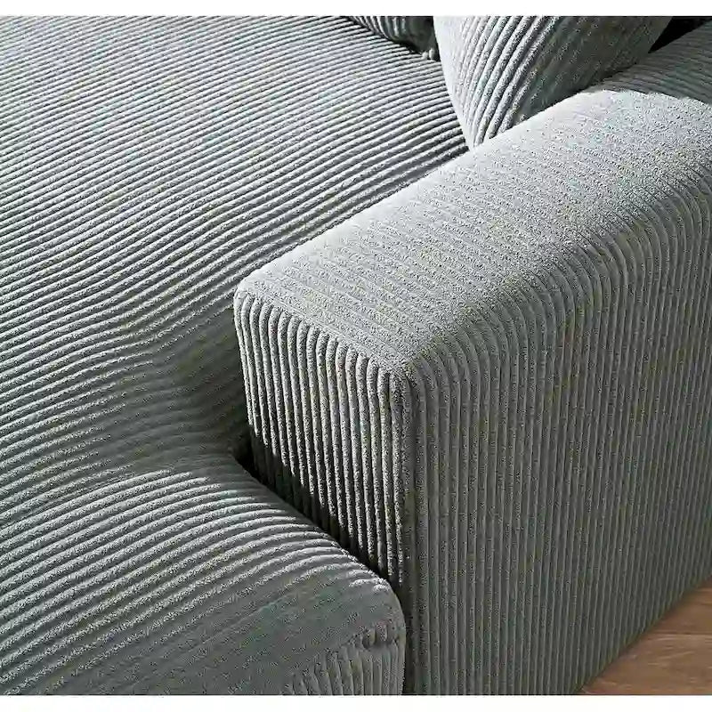 Chaise longue en velours côtelé doux et surdimensionnée de luxe pour salon et chambre à coucher