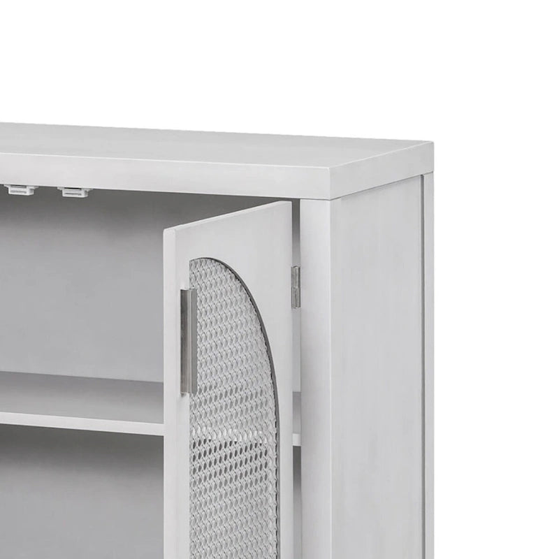 Buffet de style ferme moderne avec quatre portes décorées de rotin artificiel
