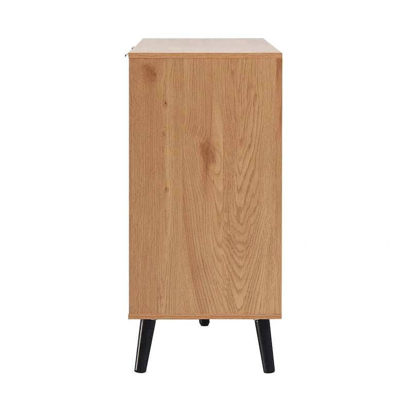 Buffet en bois avec rangement, 3 tiroirs et 2 portes