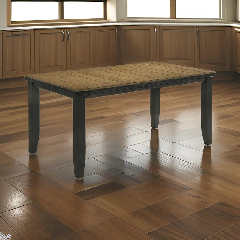 Table de salle à manger hauteur comptoir de 152 à 198 cm, extensible, bois marron