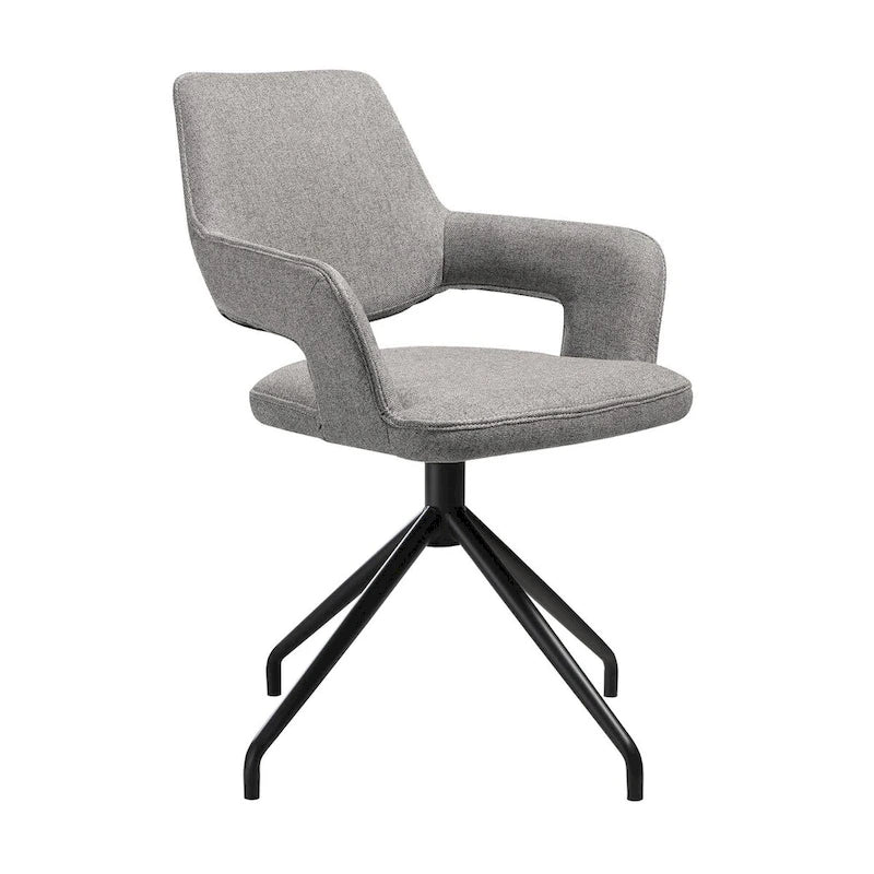 Ensemble de 2 chaises de salle à manger pivotantes de 58,4 cm, dossier incurvé, rembourrées, gris, noir