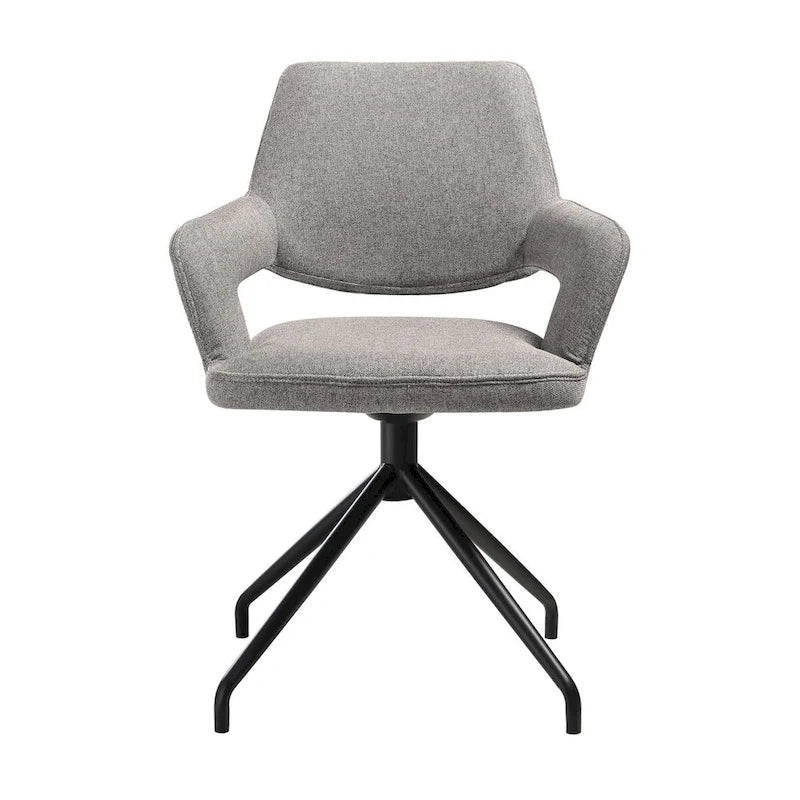Ensemble de 2 chaises de salle à manger pivotantes de 58,4 cm, dossier incurvé, rembourrées, gris, noir