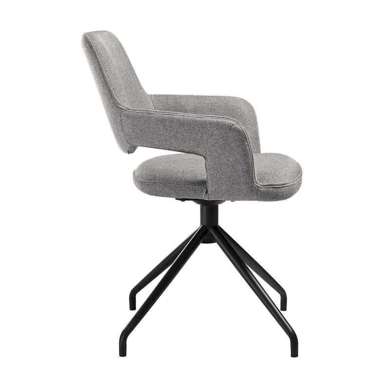 Ensemble de 2 chaises de salle à manger pivotantes de 58,4 cm, dossier incurvé, rembourrées, gris, noir