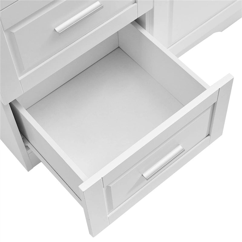 Meuble de rangement haut et large avec portes pour salle de bain, trois tiroirs