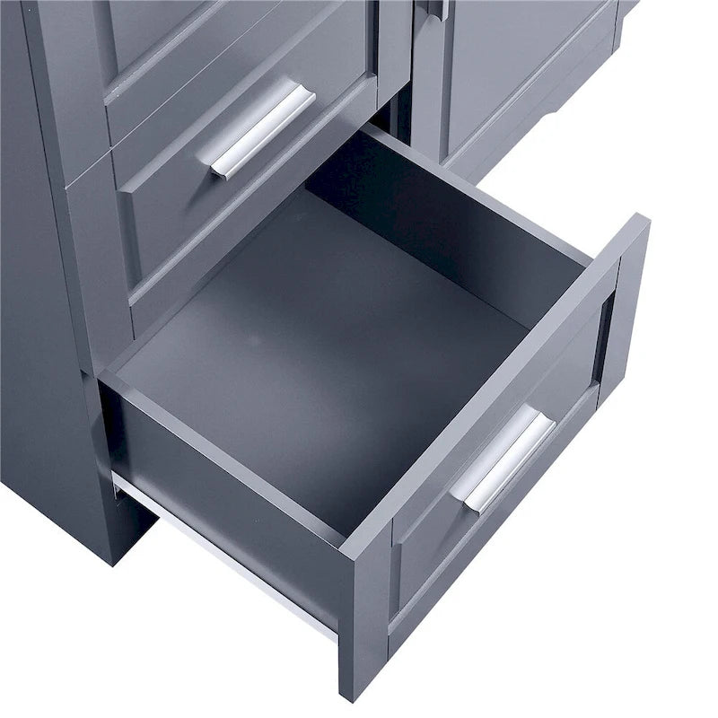 Meuble de rangement haut et large avec portes pour salle de bain, trois tiroirs